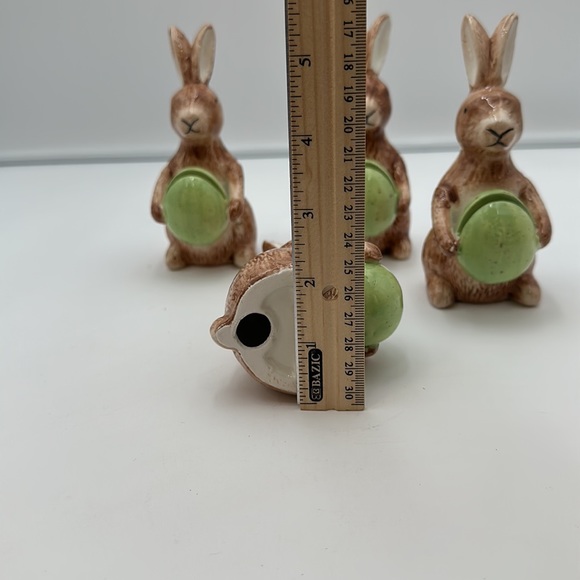 PORCELAIN BUNNY RABBIT MENU CARD HOLDER FIGURINE SET 4 - Picture 16 of 16